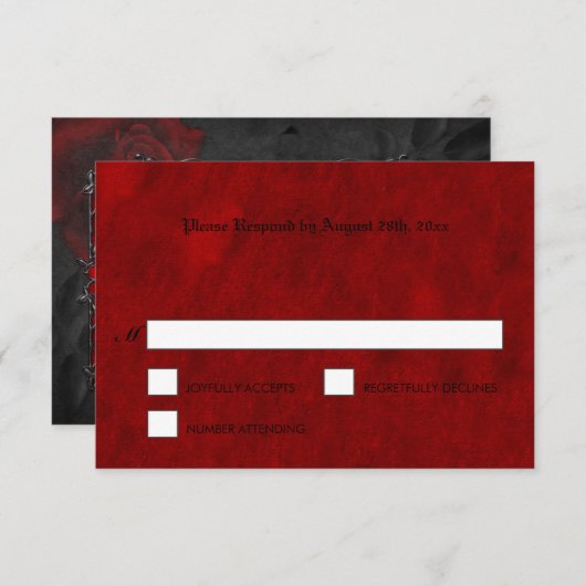 Halloween gothique élégant Mariage Carte RSVP (Devant / Derrière)