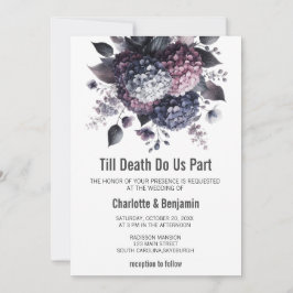 Halloween Gotisch Thema Hydrangea Bloemenbruiloft Kaart