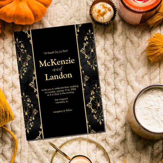 Halloween Gotische Bruiloft Uitnodiging met Spinne