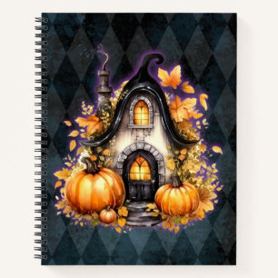 Halloween Gotische Herfst Fairy Cottage Blue Argyl Notitieboek