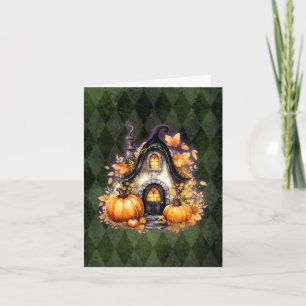 Halloween Gotische Herfst Fairy Cottage Groene Arg Kaart