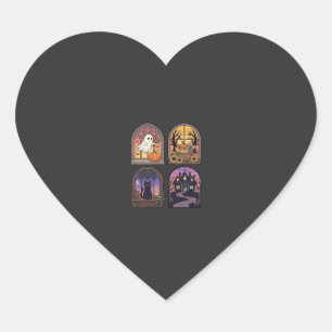 Halloween gotische raam spook pompoen zwarte kat H Hart Sticker