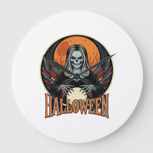 Halloween gotische skelet waarzegger Vector Afbeel Grote Klok