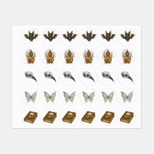 Halloween Gotische Stickers - Bat, Skull Book, Pla