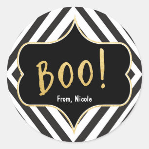 Halloween Goud BOO Zwart Wit Modern Chic Sticker