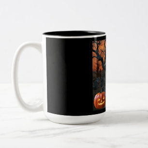 Halloween grafsteen humor "Al B Bach" Tweekleurige Koffiemok