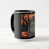 Halloween grafsteen humor "D Compose" Mok (Voorkant links)