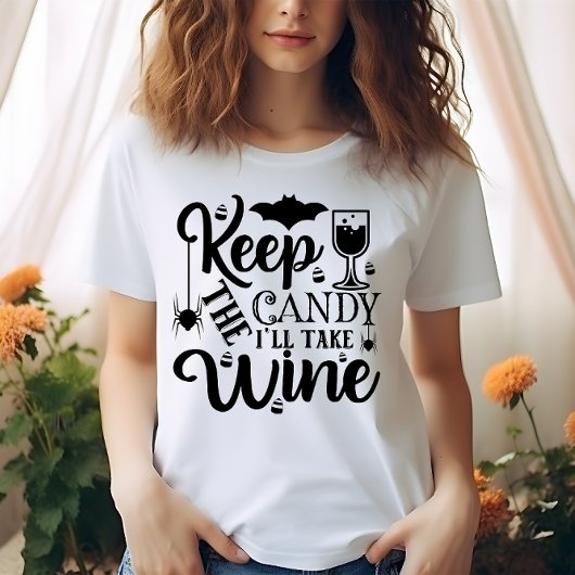 HALLOWEEN GRAPPIG HOUD HET SNOEP DAT IK WIJN NEEM T-SHIRT