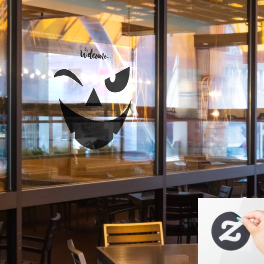 Halloween grappig poetsgezicht Window Cling Raamsticker (Restaurant Raam)