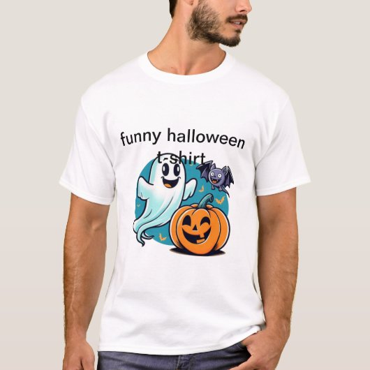 Halloween Grappig T-shirt met Ghost, Bat, Pompoen (Voorkant)