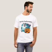 Halloween Grappig T-shirt met Ghost, Bat, Pompoen (Voorkant volledig)