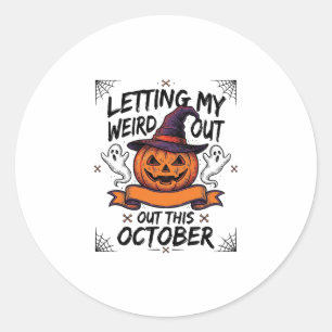 Halloween Grappig T-shirt Met Pompoen Geesten_1 Ronde Sticker