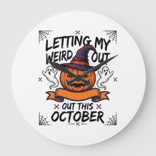 Halloween Grappig T-shirt Met Pompoen Spoken_1 Grote Klok