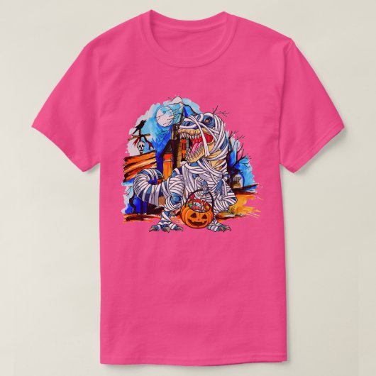 Halloween Grappige Dinosaurus Skelet Trex Mummy Pu T-shirt (Design voorkant)