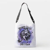 Halloween Grappige Heks Riding Broom Crossbody Tas (Achterkant)