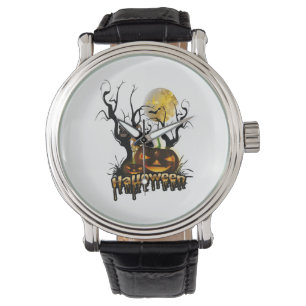 Halloween grappige pompoen met uil horloge