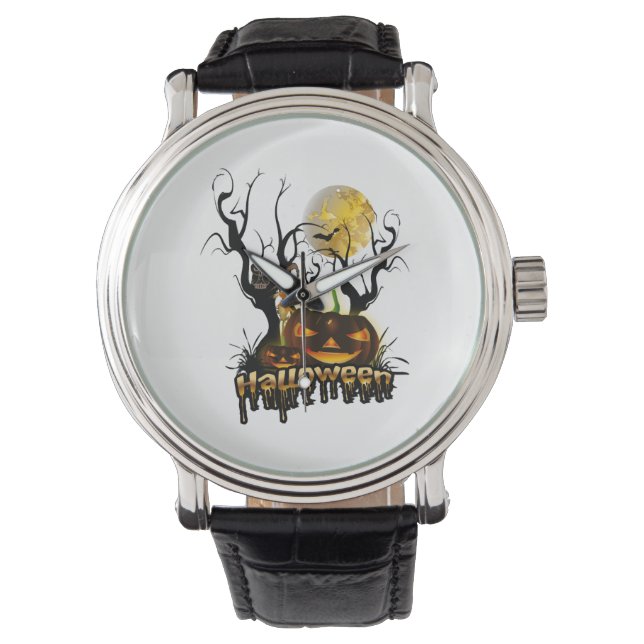 Halloween grappige pompoen met uil horloge (Voorkant)