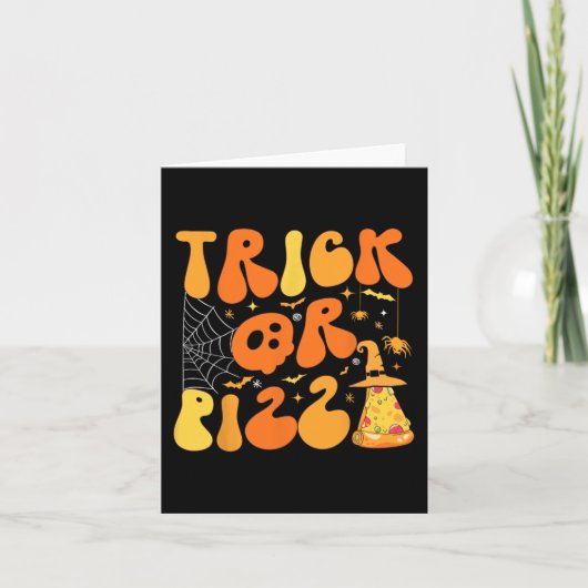 Halloween Grappige truc of Pizza Scary Ghost Deco  Kaart (Voorkant)