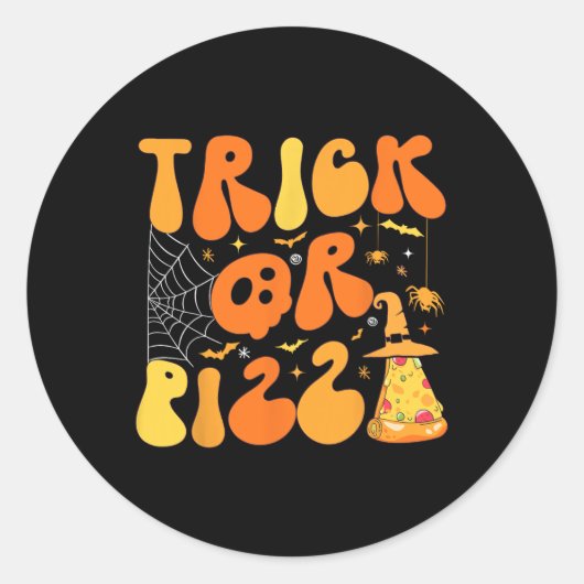 Halloween Grappige truc of Pizza Scary Ghost Deco Ronde Sticker (Voorkant)