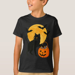 Halloween Grappige Zwarte Kat Pompoen Met Zoete Sn T-shirt