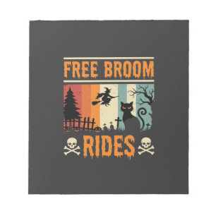 Halloween Gratis Bezem Ritten Heks Kat Notitieblok