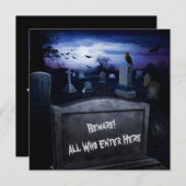 Halloween Graveyard Bats Owl Tombstone Kaart (Voorkant / Achterkant)