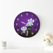 Halloween Graveyard Cute Skeleton and Ghosts Grote Klok (Huis)