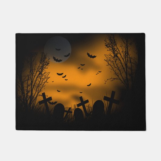 Halloween Graveyard met vleermuizen en grafstenen Deurmat (Voorkant)