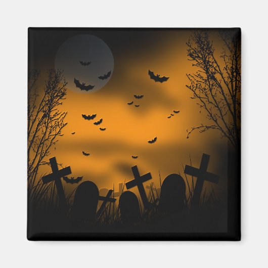 Halloween Graveyard met vleermuizen en grafstenen Magneet (Voorkant)