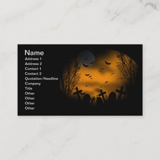Halloween Graveyard met vleermuizen en grafstenen Visitekaartje (Voorkant)