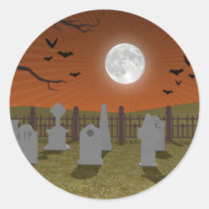 Halloween: Graveyard Scene: Ronde Sticker