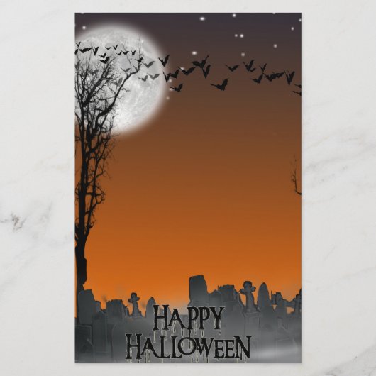 Halloween Graveyard Scene Silhouette Briefpapier (Voorkant)