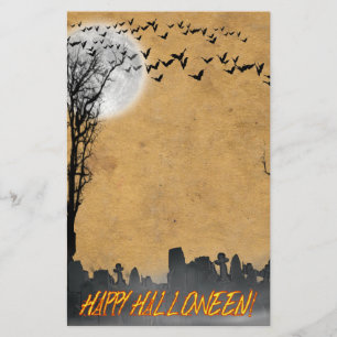 Halloween Graveyard Scene Silhouette Briefpapier