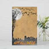 Halloween Graveyard Scene Silhouette Briefpapier (Staand voorkant)