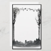 Halloween Graveyard Scene Silhouette Briefpapier (Voorkant / Achterkant)