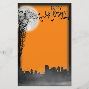 Halloween Graveyard Scene Silhouette Briefpapier