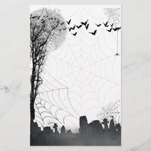 Halloween Graveyard Scene Silhouette Briefpapier (Voorkant)