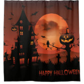 Halloween graveyard scènes pumpkin bats moon douchegordijn (Voorkant)