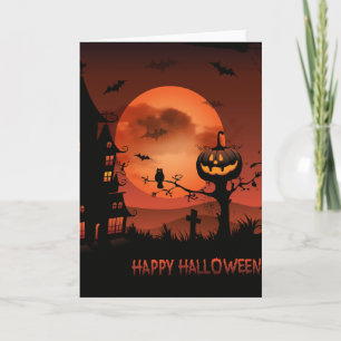 Halloween graveyard scènes pumpkin bats moon kaart