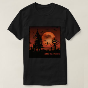 Halloween graveyard scènes pumpkin bats moon t-shirt