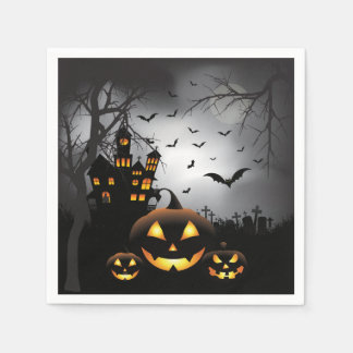 Halloween graveyard scènes pumpkin hauned house servetten
