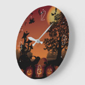 Halloween graveyard scènes pumpkins bats moon grote klok (Hoek)