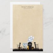 Halloween Graveyard Spooky Cute Skeleton & Ghosts Briefpapier (Voorkant / Achterkant)