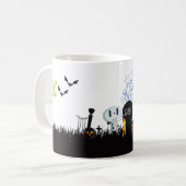 Halloween Graveyard Spooky Cute Skeleton & Ghosts Koffiemok (Voorkant links)
