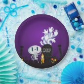 Halloween Graveyard Spooky Cute Skeleton & Ghosts Papieren Bordje (Feest)