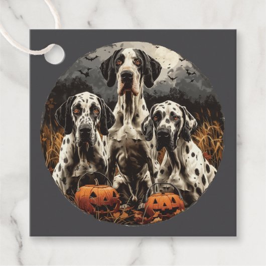 Halloween Great Dane Dogs Jack O Lantern Bedankjes Labels (Voorkant)
