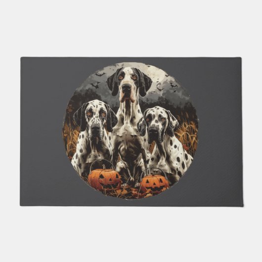 Halloween Great Dane Dogs Jack O Lantern Deurmat (Voorkant)