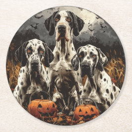 Halloween Great Dane Dogs Jack O Lantern Ronde Kartonnen Onderzetter