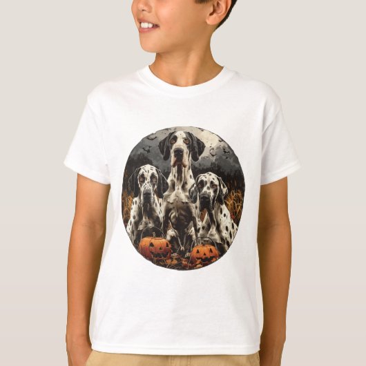 Halloween Great Dane Dogs Jack O Lantern T-shirt (Voorkant)