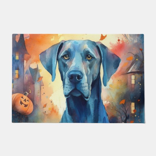 Halloween Great Dane met pompoenen eng Deurmat (Voorkant)